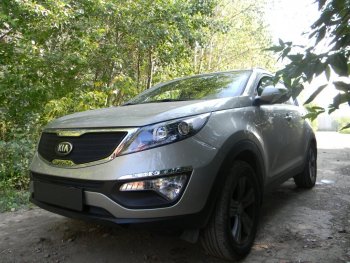 2 769 р. Защитная сетка в бампер (низ, ячейка 3х7 мм) Alfeco Стандарт  KIA Sportage  3 SL (2010-2016) дорестайлинг, рестайлинг (Чёрная)  с доставкой в г. Вологда. Увеличить фотографию 4