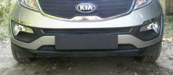 2 769 р. Защитная сетка в бампер (низ, ячейка 3х7 мм) Alfeco Стандарт  KIA Sportage  3 SL (2010-2016) дорестайлинг, рестайлинг (Чёрная)  с доставкой в г. Вологда. Увеличить фотографию 2