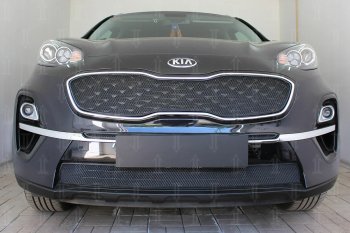 2 999 р. Защитная сетка в бампер (низ, ячейка 3х7 мм) Alfeco Стандарт  KIA Sportage  4 QL (2018-2022) рестайлинг (Чёрная)  с доставкой в г. Вологда. Увеличить фотографию 4