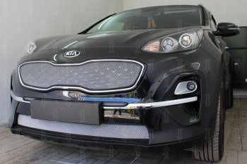 3 179 р. Защитная сетка в бампер (низ, ячейка 3х7 мм) Alfeco Стандарт  KIA Sportage  4 QL (2018-2022) рестайлинг (Хром)  с доставкой в г. Вологда. Увеличить фотографию 5