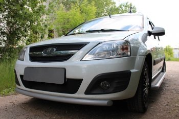 2 599 р. Защитная сетка в бампер (низ, ячейка 3х7 мм) Alfeco Стандарт Лада Ларгус дорестайлинг R90 (2012-2021) (Чёрная)  с доставкой в г. Вологда. Увеличить фотографию 2