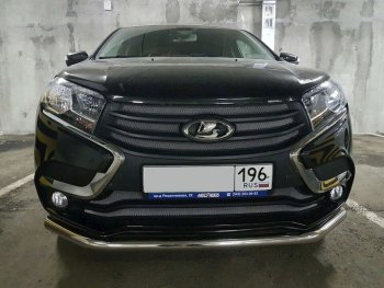 3 999 р. Защитная сетка в бампер (низ, 2 части, ячейка 3х7 мм) Alfeco Стандарт Лада XRAY (2016-2022) (Хром)  с доставкой в г. Вологда. Увеличить фотографию 4