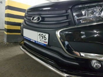 3 999 р. Защитная сетка в бампер (низ, 2 части, ячейка 3х7 мм) Alfeco Стандарт Лада XRAY (2016-2022) (Хром)  с доставкой в г. Вологда. Увеличить фотографию 3