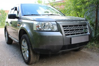 2 899 р. Защитная сетка в бампер (низ, ячейка 3х7 мм) Alfeco Стандарт  Land Rover Freelander  L359 (2006-2010) дорестайлинг (Чёрная)  с доставкой в г. Вологда. Увеличить фотографию 2