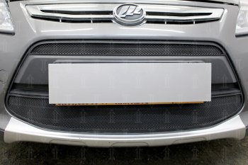 4 849 р. Защитная сетка в бампер (2 части, ячейка 3х7 мм) Alfeco Стандарт  Lifan X50 (2015-2025) (Чёрная)  с доставкой в г. Вологда. Увеличить фотографию 3