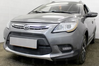 4 849 р. Защитная сетка в бампер (2 части, ячейка 3х7 мм) Alfeco Стандарт  Lifan X50 (2015-2025) (Чёрная)  с доставкой в г. Вологда. Увеличить фотографию 4