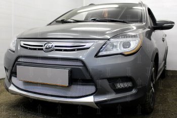 4 999 р. Защитная сетка в бампер (2 части, ячейка 3х7 мм) Alfeco Стандарт  Lifan X50 (2015-2025) (Хром)  с доставкой в г. Вологда. Увеличить фотографию 3