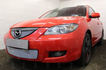 3 149 р. Защитная сетка в бампер (низ, ячейка 3х7 мм) Alfeco Стандарт  Mazda 3/Axela  BK (2006-2009) рестайлинг седан (Хром)  с доставкой в г. Вологда. Увеличить фотографию 4