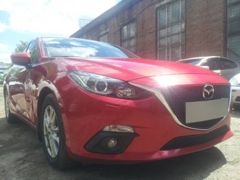 2 899 р. Защитная сетка в бампер (низ, ячейка 3х7 мм) Alfeco Стандарт Mazda 3/Axela BM дорестайлинг седан (2013-2016) (Чёрная)  с доставкой в г. Вологда. Увеличить фотографию 4