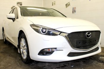 2 899 р. Защитная сетка в бампер (низ, ячейка 3х7 мм) Alfeco Стандарт Mazda 3/Axela BM рестайлинг седан (2016-2019) (Чёрная)  с доставкой в г. Вологда. Увеличить фотографию 3