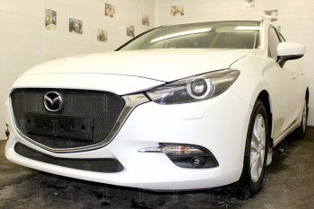 2 899 р. Защитная сетка в бампер (низ, ячейка 3х7 мм) Alfeco Стандарт Mazda 3/Axela BM рестайлинг седан (2016-2019) (Чёрная)  с доставкой в г. Вологда. Увеличить фотографию 4