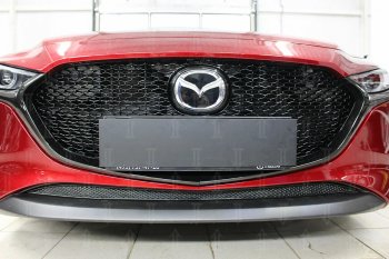 2 899 р. Защитная сетка в бампер (низ, ячейка 3х7 мм) Alfeco Стандарт Mazda 3/Axela BP хэтчбэк (2019-2025) (Чёрная)  с доставкой в г. Вологда. Увеличить фотографию 2