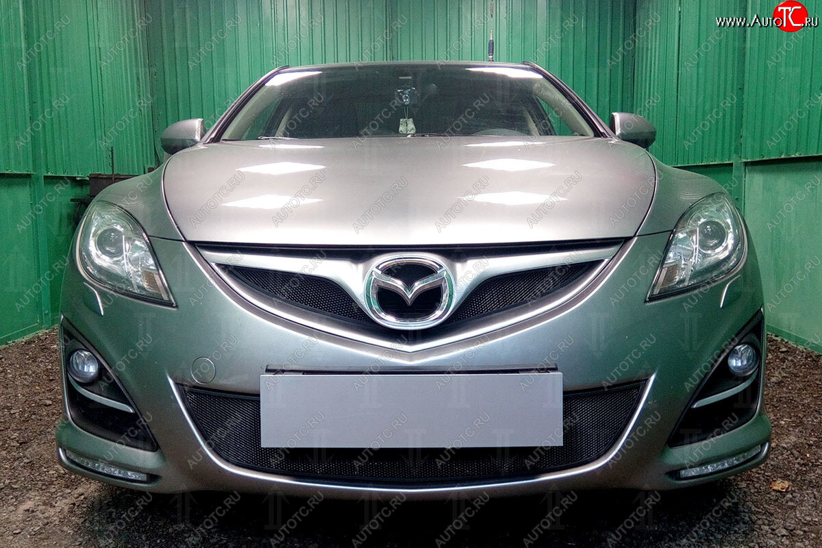 3 079 р. Защитная сетка в бампер (низ, ячейка 3х7 мм) Alfeco Стандарт  Mazda 6  GH (2010-2012) рестайлинг лифтбэк, рестайлинг седан, рестайлинг универсал (Чёрная)  с доставкой в г. Вологда