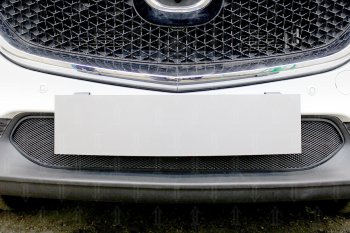 3 079 р. Защитная сетка в бампер (низ, ячейка 3х7 мм) Alfeco Стандарт  Mazda CX-5  KF (2016-2025) (Чёрная)  с доставкой в г. Вологда. Увеличить фотографию 2