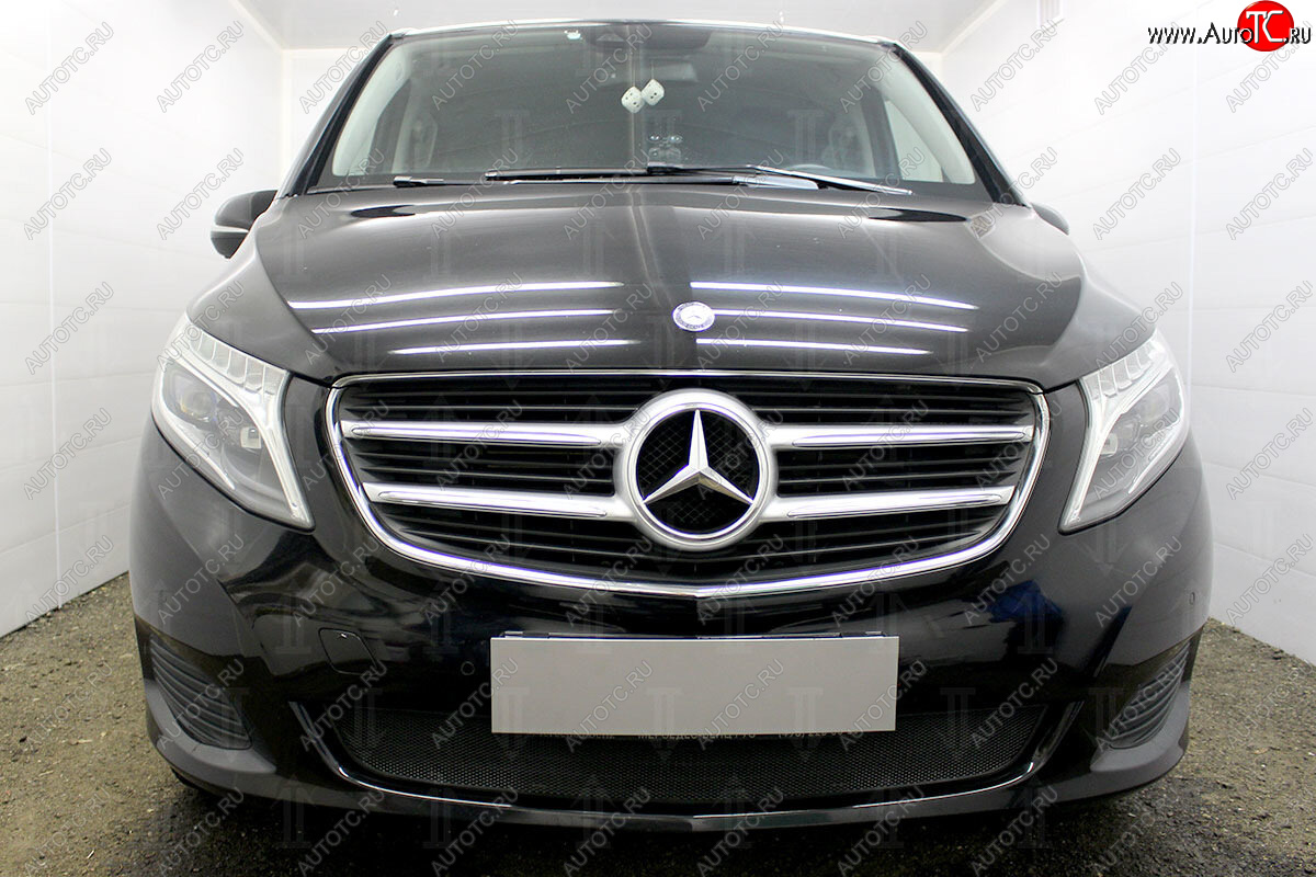 3 079 р. Защитная сетка в бампер (низ, ячейка 3х7 мм) Alfeco Стандарт  Mercedes-Benz Vito  W447 (2015-2020) дорестайлинг (Чёрная)  с доставкой в г. Вологда