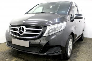 3 079 р. Защитная сетка в бампер (низ, ячейка 3х7 мм) Alfeco Стандарт  Mercedes-Benz Vito  W447 (2015-2020) дорестайлинг (Чёрная)  с доставкой в г. Вологда. Увеличить фотографию 2