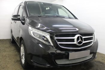 3 099 р. Защитная сетка в бампер (низ, ячейка 3х7 мм) Alfeco Стандарт  Mercedes-Benz Vito  W447 (2015-2020) дорестайлинг (Хром)  с доставкой в г. Вологда. Увеличить фотографию 2