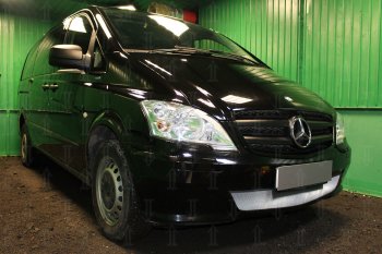 3 099 р. Защитная сетка в бампер (низ, ячейка 3х7 мм) Alfeco Стандарт Mercedes-Benz Vito W639 рестайлинг (2010-2014) (Хром)  с доставкой в г. Вологда. Увеличить фотографию 2