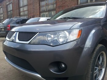 3 169 р. Защитная сетка в бампер (низ, ячейка 3х7 мм) Alfeco Стандарт Mitsubishi Outlander XL (CW)  дорестайлинг (2005-2009) (Чёрная)  с доставкой в г. Вологда. Увеличить фотографию 4