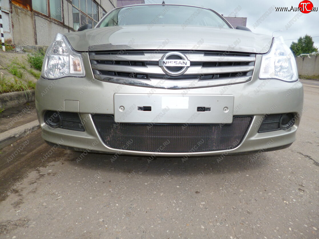 2 999 р. Защитная сетка в бампер (низ, ячейка 3х7 мм) Стрелка11 Стандарт  Nissan Almera  G15 (2012-2019) седан (Чёрная)  с доставкой в г. Вологда