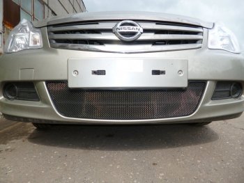 2 999 р. Защитная сетка в бампер (низ, ячейка 3х7 мм) Стрелка11 Стандарт  Nissan Almera  G15 (2012-2019) седан (Чёрная)  с доставкой в г. Вологда. Увеличить фотографию 3