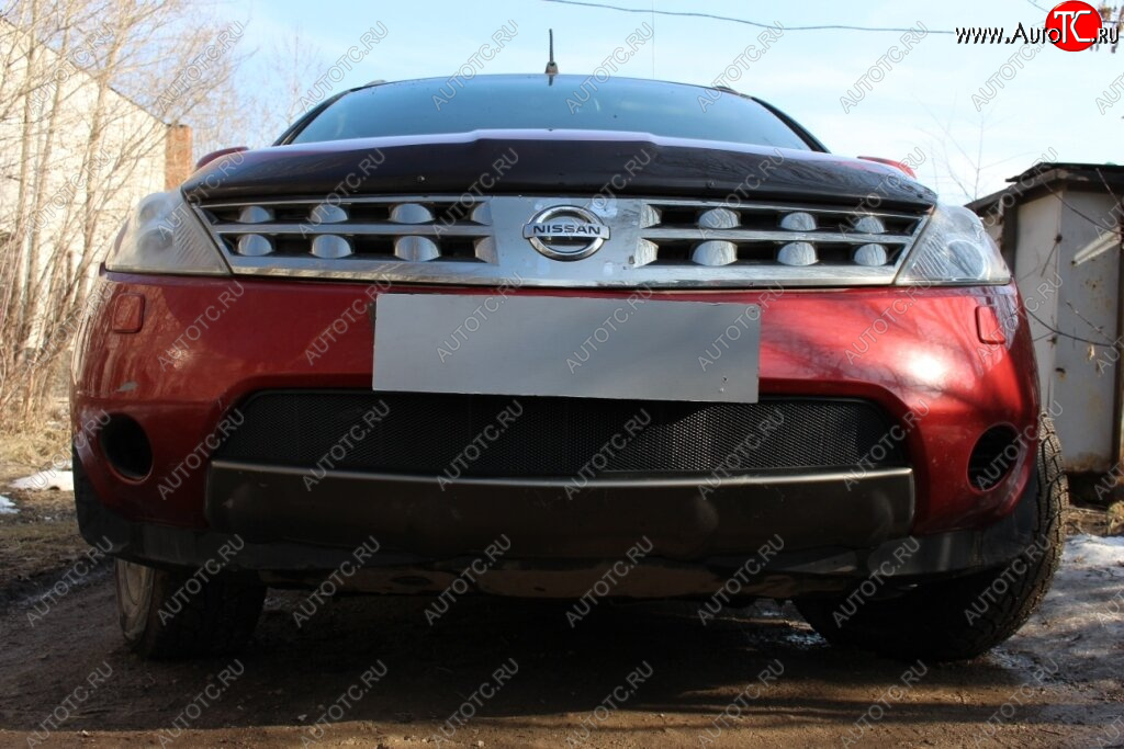 3 099 р. Защитная сетка в бампер (низ, ячейка 3х7 мм) Стрелка11 Стандарт  Nissan Murano  1 Z50 (2002-2009) (Чёрная)  с доставкой в г. Вологда