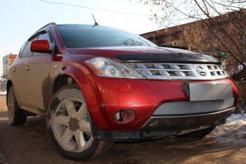 3 299 р. Защитная сетка в бампер (низ, ячейка 3х7 мм) Стрелка11 Стандарт Nissan Murano 1 Z50 (2002-2009) (Хром)  с доставкой в г. Вологда. Увеличить фотографию 3
