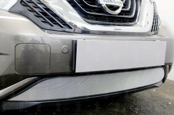 3 899 р. Защитная сетка в бампер (низ, ячейка 3х7 мм) Стрелка11 Стандарт  Nissan Murano  3 Z52 (2015-2022) дорестайлинг (Хром)  с доставкой в г. Вологда. Увеличить фотографию 2