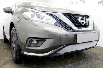 3 899 р. Защитная сетка в бампер (низ, ячейка 3х7 мм) Стрелка11 Стандарт  Nissan Murano  3 Z52 (2015-2022) дорестайлинг (Хром)  с доставкой в г. Вологда. Увеличить фотографию 3