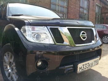 2 899 р. Защитная сетка в бампер (низ, ячейка 3х7 мм) Стрелка11 Стандарт Nissan Navara 2 D40 рестайлинг (2010-2016) (Чёрная)  с доставкой в г. Вологда. Увеличить фотографию 3