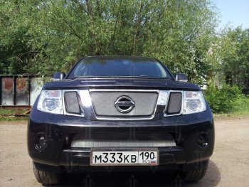 3 079 р. Защитная сетка в бампер (низ, ячейка 3х7 мм) Стрелка11 Стандарт Nissan Navara 2 D40 рестайлинг (2010-2016) (Хром)  с доставкой в г. Вологда. Увеличить фотографию 4