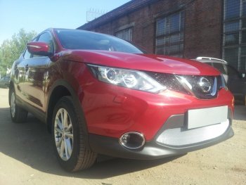 3 399 р. Защитная сетка в бампер (низ, ячейка 3х7 мм) Стрелка11 Стандарт  Nissan Qashqai  2 (2013-2019) J11 дорестайлинг (Хром)  с доставкой в г. Вологда. Увеличить фотографию 3