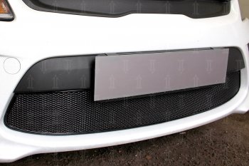 4 299 р. Защитная сетка в бампер (низ, ячейка 4х10 мм) Alfeco Премиум  KIA Rio  4 YB (2017-2020) дорестайлинг, хэтчбэк (Чёрная)  с доставкой в г. Вологда. Увеличить фотографию 4