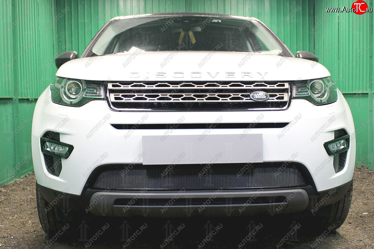 4 549 р. Защитная сетка в бампер (низ, ячейка 4х10 мм) Alfeco Премиум  Land Rover Discovery Sport  L550 (2014-2025) дорестайлинг, рестайлинг (Чёрная)  с доставкой в г. Вологда