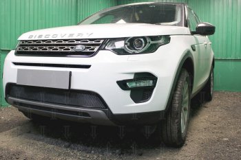 4 549 р. Защитная сетка в бампер (низ, ячейка 4х10 мм) Alfeco Премиум  Land Rover Discovery Sport  L550 (2014-2025) дорестайлинг, рестайлинг (Чёрная)  с доставкой в г. Вологда. Увеличить фотографию 2