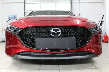 3 759 р. Защитная сетка в бампер (низ, ячейка 4х10 мм) Alfeco Премиум  Mazda 3/Axela  BP (2019-2025) хэтчбэк (Чёрная)  с доставкой в г. Вологда. Увеличить фотографию 2