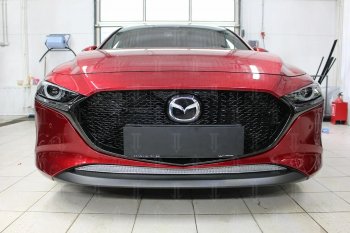 3 879 р. Защитная сетка в бампер (низ, ячейка 4х10 мм) Alfeco Премиум  Mazda 3/Axela  BP (2019-2025) хэтчбэк (Хром)  с доставкой в г. Вологда. Увеличить фотографию 2