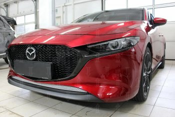 3 879 р. Защитная сетка в бампер (низ, ячейка 4х10 мм) Alfeco Премиум  Mazda 3/Axela  BP (2019-2025) хэтчбэк (Хром)  с доставкой в г. Вологда. Увеличить фотографию 3