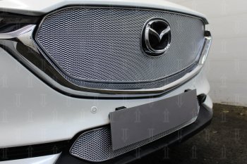 4 299 р. Защитная сетка в бампер (низ, ячейка 4х10 мм) Alfeco Премиум Mazda CX-5 KF (2016-2025) (Хром)  с доставкой в г. Вологда. Увеличить фотографию 2