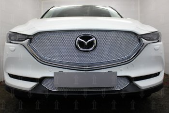 4 299 р. Защитная сетка в бампер (низ, ячейка 4х10 мм) Alfeco Премиум Mazda CX-5 KF (2016-2025) (Хром)  с доставкой в г. Вологда. Увеличить фотографию 4