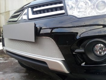 4 299 р. Защитная сетка в бампер (низ, ячейка 4х10 мм) Alfeco Премиум  Mitsubishi L200  4 - Pajero Sport  PB (Хром)  с доставкой в г. Вологда. Увеличить фотографию 3