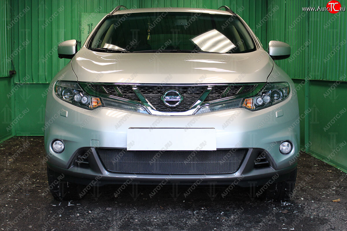 4 299 р. Защитная сетка в бампер (низ, ячейка 4х10 мм) Стрелка11 Премиум  Nissan Murano  2 Z51 (2010-2016) рестайлинг (Чёрная)  с доставкой в г. Вологда