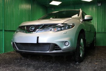 4 299 р. Защитная сетка в бампер (низ, ячейка 4х10 мм) Стрелка11 Премиум  Nissan Murano  2 Z51 (2010-2016) рестайлинг (Чёрная)  с доставкой в г. Вологда. Увеличить фотографию 2
