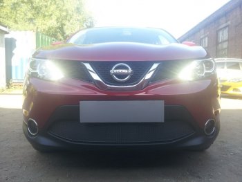 4 399 р. Защитная сетка в бампер (низ, ячейка 4х10 мм) Стрелка11 Премиум Nissan Qashqai 2 J11 дорестайлинг (2013-2019) (Чёрная)  с доставкой в г. Вологда. Увеличить фотографию 3