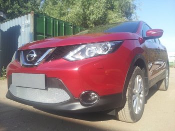 4 499 р. Защитная сетка в бампер (низ, ячейка 4х10 мм) Стрелка11 Премиум  Nissan Qashqai  2 (2013-2019) J11 дорестайлинг (Хром)  с доставкой в г. Вологда. Увеличить фотографию 4