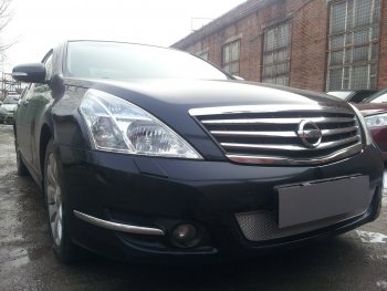 4 299 р. Защитная сетка в бампер (низ, ячейка 4х10 мм) Стрелка11 Премиум Nissan Teana 2 J32 дорестайлинг (2008-2011) (Хром)  с доставкой в г. Вологда. Увеличить фотографию 2