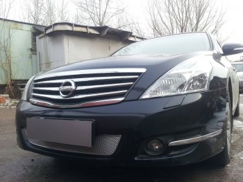 4 299 р. Защитная сетка в бампер (низ, ячейка 4х10 мм) Стрелка11 Премиум Nissan Teana 2 J32 дорестайлинг (2008-2011) (Хром)  с доставкой в г. Вологда. Увеличить фотографию 3
