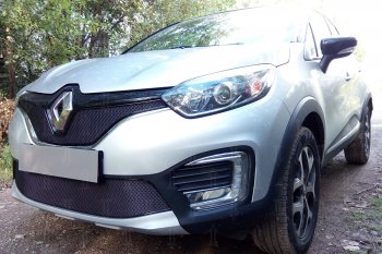 4 649 р. Защитная сетка в бампер (низ, ячейка 4х10 мм) Стрелка11 Премиум Renault Kaptur дорестайлинг (2016-2020) (Чёрная)  с доставкой в г. Вологда. Увеличить фотографию 2