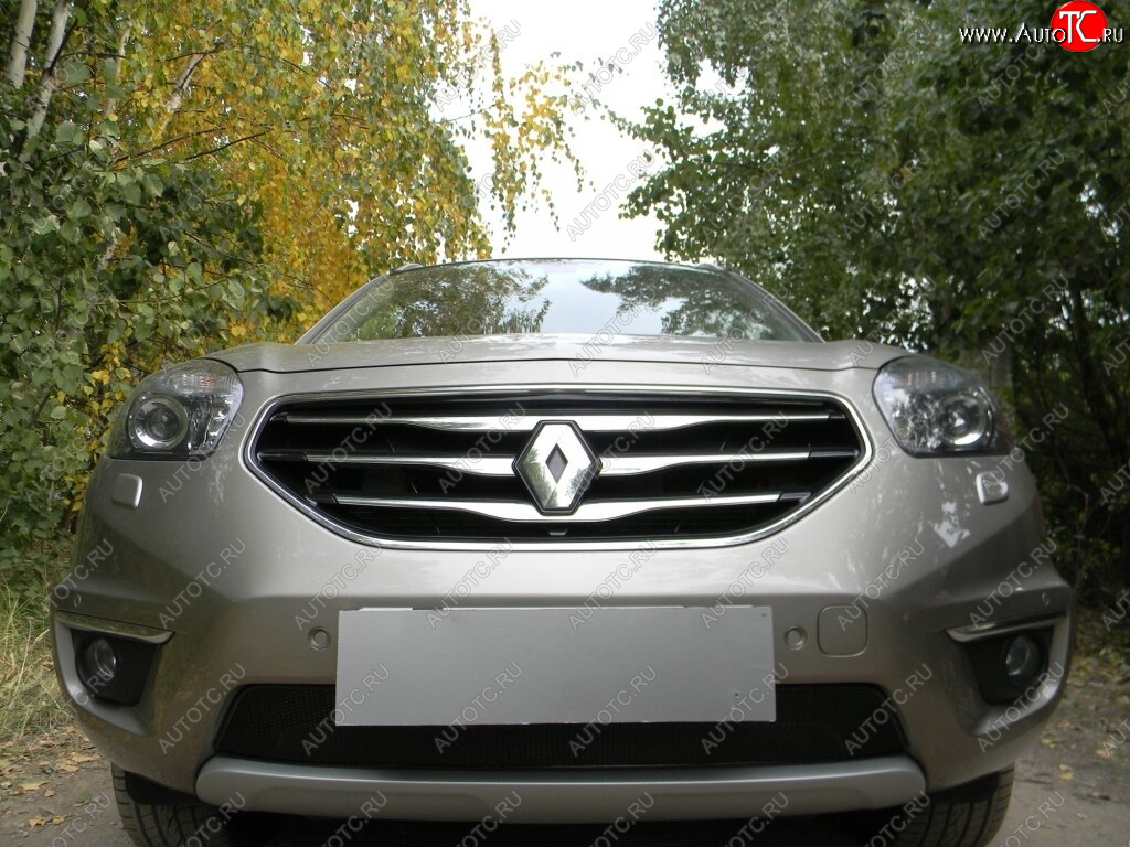4 299 р. Защитная сетка в бампер (низ, ячейка 4х10 мм) Стрелка11 Премиум Renault Koleos 1 Phase 3 (2013-2016) (Чёрная)  с доставкой в г. Вологда