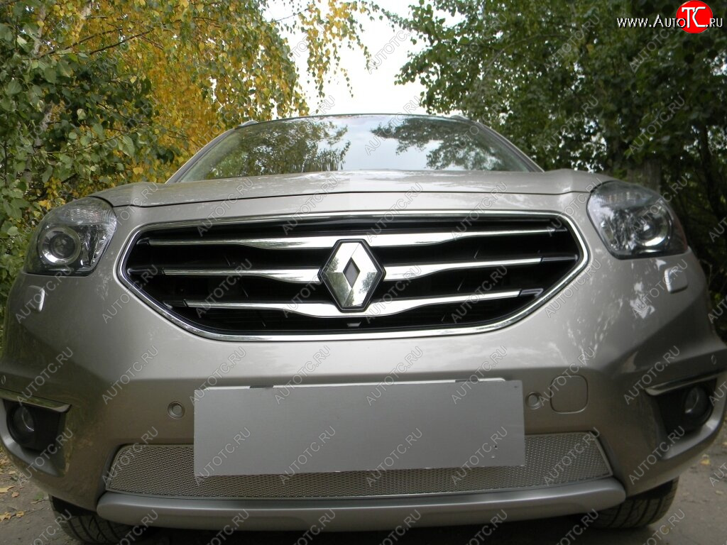 4 549 р. Защитная сетка в бампер (низ, ячейка 4х10 мм) Стрелка11 Премиум Renault Koleos 1 Phase 3 (2013-2016) (Хром)  с доставкой в г. Вологда